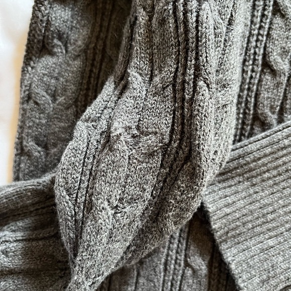 Dark Gray Cable Knit Turtleneck Sweater - Picture 2 of 6